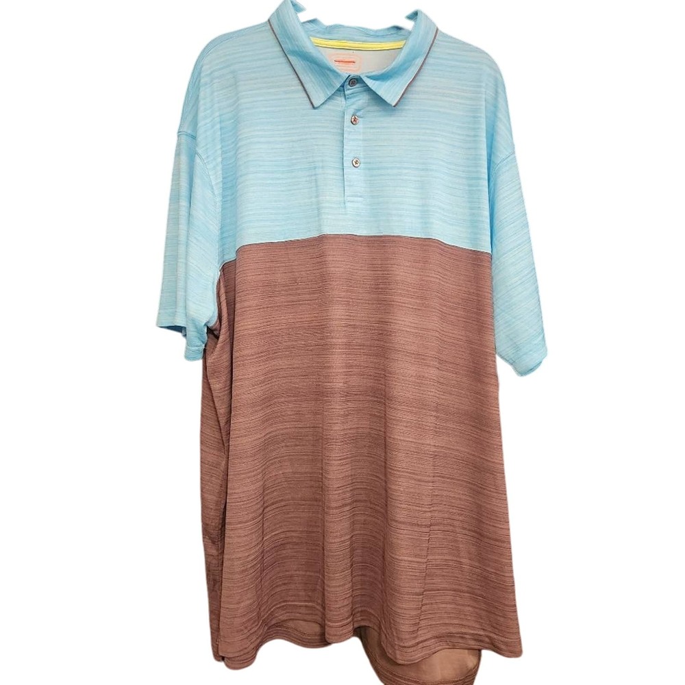 The Foundry Supply Co Quick Dry Polo Shirt Blue Gray Color Block 4X